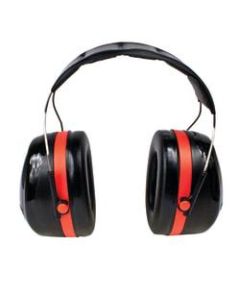 3M PELTOR Optime 105 Behind-the-Head Earmuffs, Red/Black