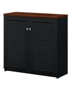Bush Furniture Fairview Small Storage Cabinet With Doors, Antique Black/Hansen Cherry, Standard Delivery