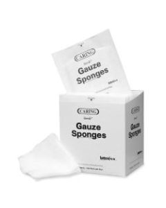 Medline CARING Woven Gauze Sponges, 12-Ply, 3in x 3in, White, Box Of 80