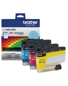 Brother INKvestment LC4063PKS Cyan/Magenta/Yellow Tank Ink Cartridges, Pack Of 3 Cartridges