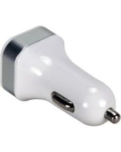 QVS 2-Port 3.4Amp USB Smart Car Charger for Smartphones and Tablets - 1 Pack - 12 V DC, 24 V DC Input - 5 V DC/3.40 A Output - White
