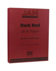 JAM Paper Printer Paper, Letter Size (8 1/2in x 11in), 28 Lb, Dark Red, Ream Of 50 Sheets
