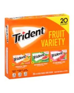 Trident Sugar-Free Gum, Fruit, 14 Pieces Per Pack, Case Of 20 Packs