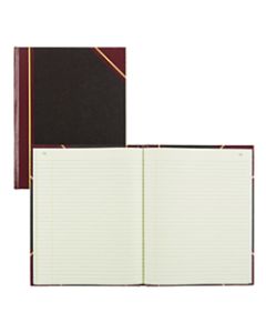 National 50% Recycled Black Texhide Record Book With Margin, 8 3/8in x 10 3/8in, 150 Pages