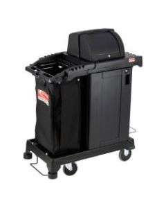 Suncast Commercial Resin Cleaning Cart, Lockable Hood, 46-5/8inH x 2-1/4inW x 43-7/16inD, Black