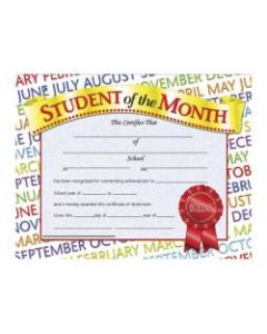 Hayes Student Of The Month Certificates, 8 1/2in x 11in, Multicolor, 30 Certificates Per Pack, Bundle Of 6 Packs