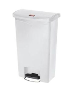 Rubbermaid Commercial Slim Jim 13-gal Step-On Container - Step-on Opening - Hinged Lid - 13 gal Capacity - Manual - Durable, Foot Pedal, Easy to Clean - 28.3in Height x 11.5in Width - Plastic, Resin - White - 1 Each