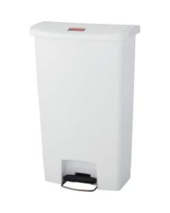 Rubbermaid Commercial Slim Jim 18-gal Step-On Container - Step-on Opening - Hinged Lid - 18 gal Capacity - Manual - Durable, Foot Pedal, Easy to Clean - 31.6in Height x 12.2in Width - Plastic, Resin - White - 1 Each