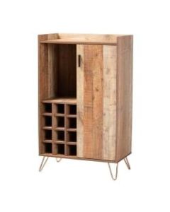 Baxton Studio Modern And Contemporary 47inH Wine Storage Cabinet, Brown/Rose Gold