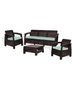 Inval MQ FERRARA 4-Piece Premium Furniture Set, Espresso/Turquoise