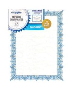 Geographics Parchment Certificates, 8-1/2in x 11in, Classic Blue, Pack Of 25