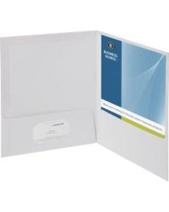 Business Source Letter Pocket Folder - 8 1/2in x 11in - 100 Sheet Capacity - 2 Internal Pocket(s) - White - 25 / Box