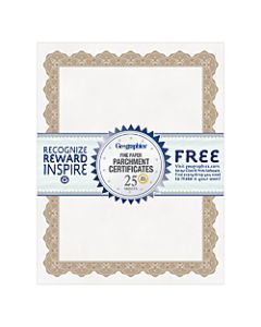 Geographics Parchment Certificates, 8-1/2in x 11in, Optima Gold, Pack Of 25