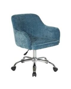 Office Star Versailles Velvet Mid-Back Office Chair, Royal Blue/Chrome