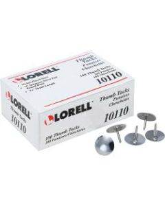 Lorell 5/16in Steel Thumb Tacks, Silver, Pack of 100