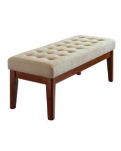 Elle Decor Claire Tufted Bench, Vanilla Cream/Brown