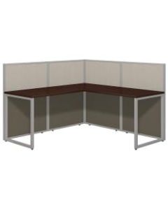 Bush Business Furniture Easy Office 60inW L-Shaped Cubicle Desk Workstation With 45inH Panels, Mocha Cherry/Silver Gray, Premium Installation