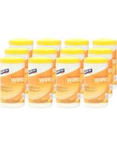 Genuine Joe Lemon Scent Disinfecting Cleaning Wipes - Wipe - Lemon Scent - 6in Width x 8in Length - 80 / Canister - 12 / Carton - White