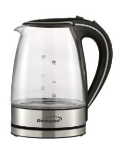 Brentwood KT-1900BK Borosilicate Glass Tea Kettle, 1.7L, Black