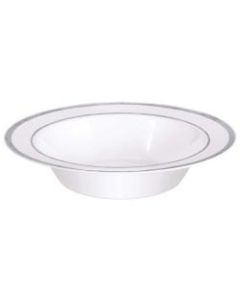 Amscan Premium Plastic Bowls, 7-1/2in, Clear With Silver Trim, 10 Bowls Per Pack, Set Of 2 Packs