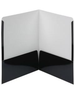 Smead High-Gloss 2-Pocket Folders, Letter Size, Black, Box Of 25 Folders