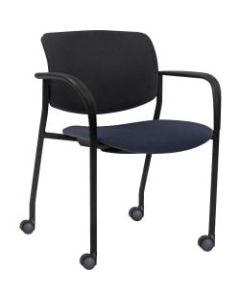 Lorell Mobile Contemporary Plastic/Fabric Stacking Chairs, Dark Blue, Set Of 2