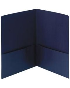 Smead Linen 2-Pocket Folders, Letter Size, Dark Blue, Box Of 25 Folders