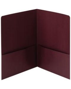 Smead Linen 2-Pocket Folders, Letter Size, Maroon, Box Of 25 Folders