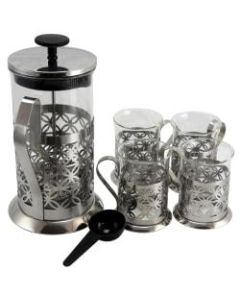 Mr. Coffee Trellise 5-Piece Coffee Press Set, Silver