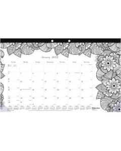 Blueline DoodlePlan Monthly Coloring Desk Pad, 10-7/8in x 17-3/4in, January To December 2022, C2917001