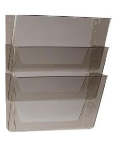 Storex Stacking Letter Size Wall Pockets, 7inH x 16inW x 4inD, Smoke, Pack Of 3 Wall Pockets