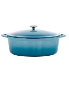 MegaChef 7-Quart Cast Iron Casserole Dish, Blue
