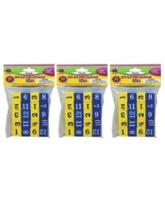 Teacher Created Resources Foam 1-12 Numbered Dice, 3/4in, Blue/Yellow, 20 Dice Per Pack, Case Of 3 Packs