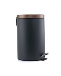 Elama Round Aluminum Pedal Trash Bin, 12.6 Qt, Gray/Copper