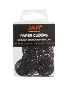 JAM Paper Paper Clips, Papercloops, 1in, 25-Sheet Capacity, Black, Pack Of 50