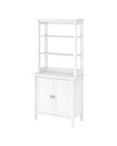 Bush Furniture Broadview 5-Shelf Bookcase With Doors, Pure White, Standard Delivery