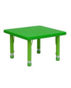 Flash Furniture 24in Square Plastic Height-Adjustable Activity Table, Green