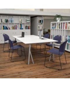 Flash Furniture HERCULES Series Ultra-Compact Stack Chairs, Blue, Set Of 5 Chairs