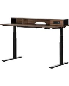 South Shore Majyta 60inW Adjustable-Height Standing Desk, Natural Walnut/Matte Black