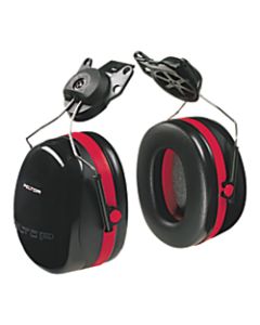 PELTOR Optime 105 Earmuff, 27 dB NRR, Black/Red, Cap Attached