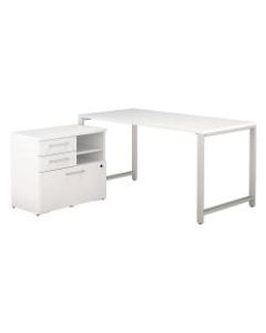 Bush Business Furniture 400 Series Table Desk with Storage, 60inW x 30inD, White, Standard Delivery