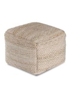 Anji Mountain Cherokee Tawny Pouf Ottoman, Brown/Beige