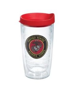 Tervis Marine Corps Tumbler With Lid, 16 Oz, Clear