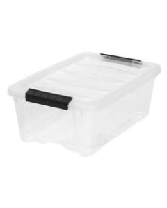 IRIS Latch Plastic Storage Container With Built-In Handles And Snap Lid, 12.95 Quarts, 16 1/2in x 11in x 6 1/2in, Clear