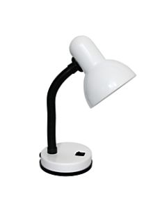 Simple Designs Basic Desk Lamp, Adjustable Height, 13inH, White Shade/White Base