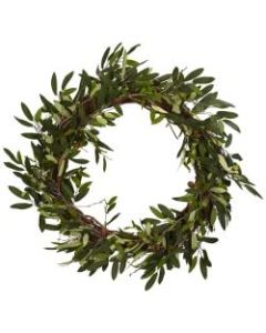 Nearly Natural Polyester Olive Wreath, 20in, Green