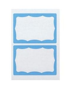 Advantus Color Border Adhesive Name Badges, AVT97048, 2 5/8in x 3 3/4in Rectangle, White/Blue , Box Of 100