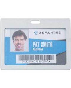 Advantus Horizontal Rigid ID Badge Holder - Support 3.25in x 2in Media - Horizontal - Plastic - 6 / Pack - White