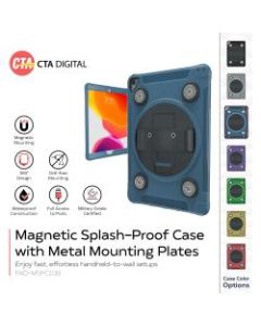 CTA Digital: Magnetic Splash-Proof Case with Metal Mounting Plates for iPad 7th & 8th Gen 10.2?, iPad Air 3 & iPad Pro 10.5?, Blue - Splash Proof, Impact Resistant, Water Resistant - Silicone - 10.3in Height x 7.8in Width x 1in Depth