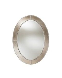 Baxton Studio Beaded Oval Accent Wall Mirror, 48in x 36in, Antique Silver